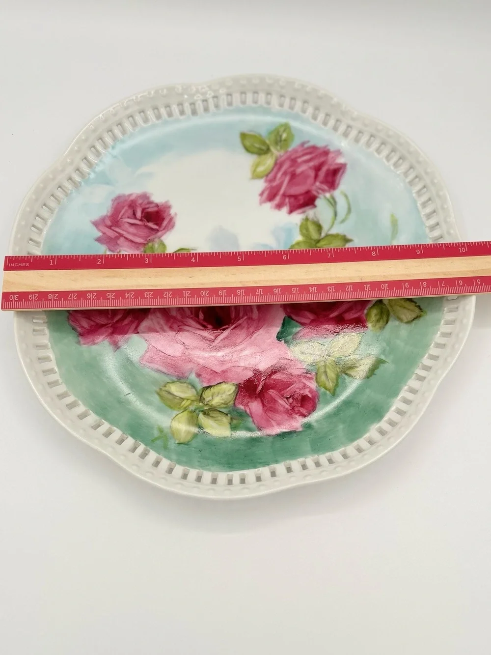 Vintage Hand Painted Porcelain Pink Roses Plate